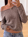 Striped Off Shoulder Knit Top