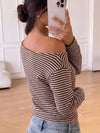 Striped Off Shoulder Knit Top